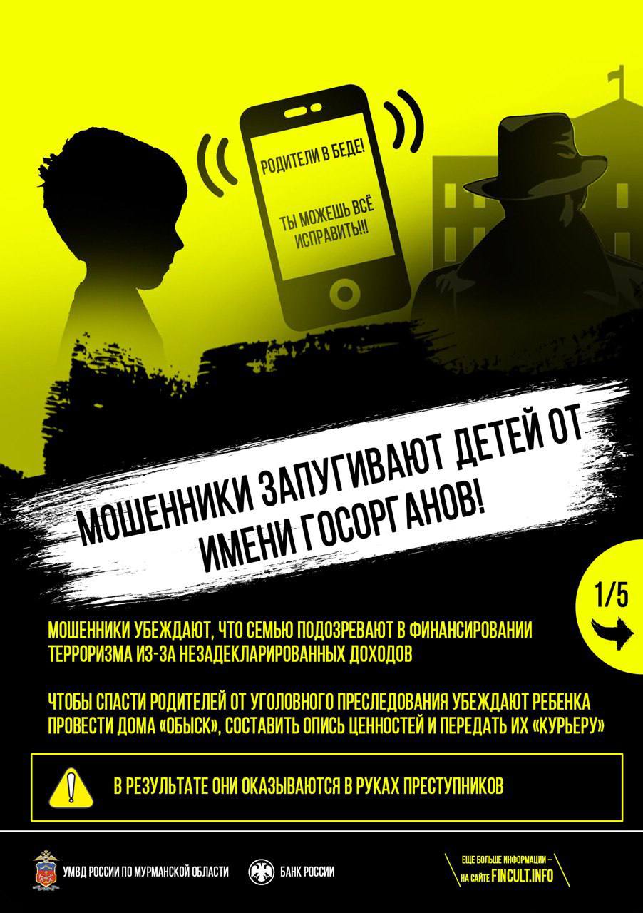 Управление МВД России по Мурманской области предупреждает: участились случаи мошеннических действий, направленных на детей