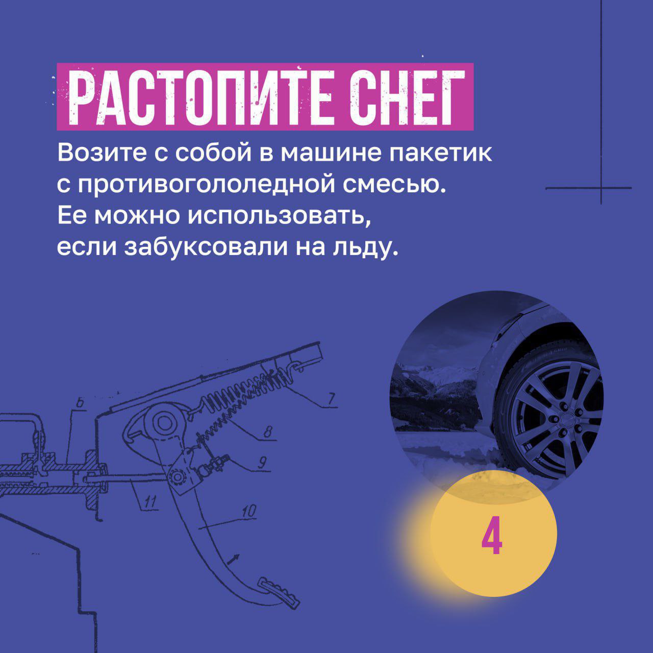 Снег и лёд минимизируют сцепление шин с дорожным покрытием, а значит, увеличиваются шансы застрять на машине Снег и лёд минимизируют сцепление шин с дорожным покрытием, а значит, увеличиваются шансы застрять на машине