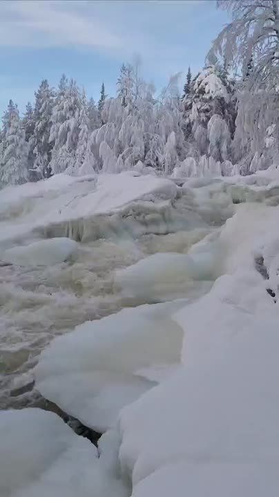 Доброе утро, Заполярье!. В Лувеньге сейчас настоящая сказка – солнце и снег делают пейзажи почти нереальными, особенно у Колвицкого водопада