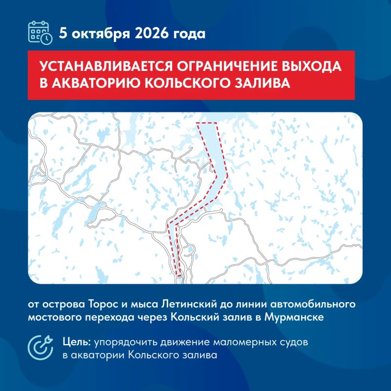 По решению Оперштаба с 5 октября в Мурманской области вступает в силу новый порядок выхода маломерных судов в Кольский залив
