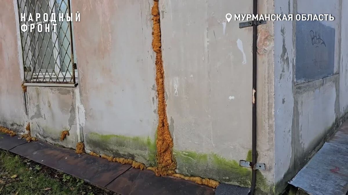 Жильцы мурманского дома сами заделывают швы в подъезде, чтобы сохранить тепло